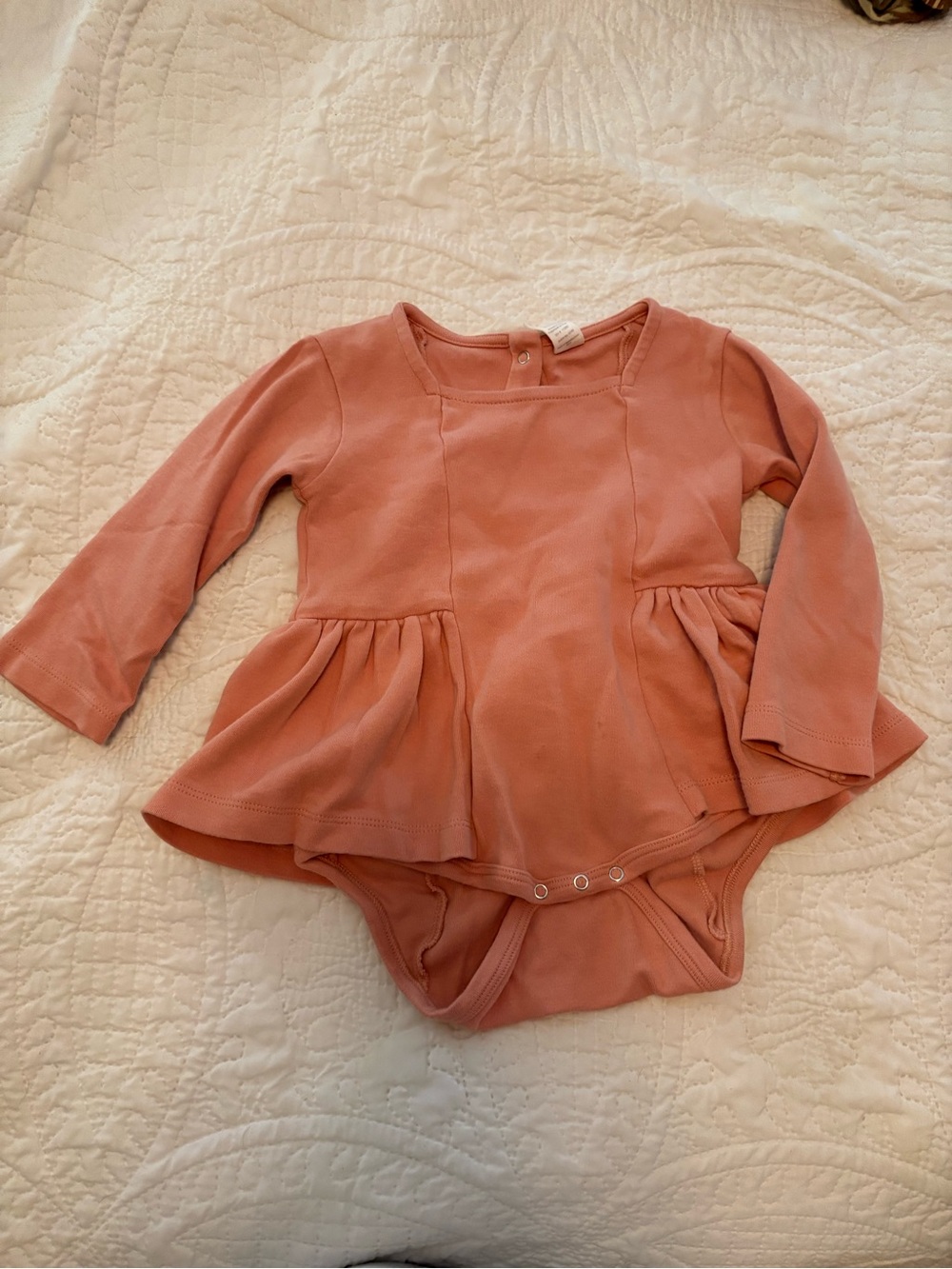 Kate Quinn Long Sleeve Peplum Baby Bodysuit - Orange